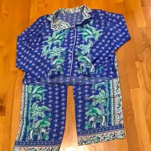 NWOT Lilly Pulitzer PJ Set. Blue Grotto. Size L.